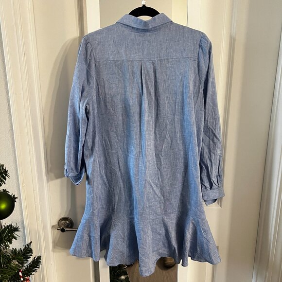 83 Tuckernuck Blue Long Sleeve Button Up Dress Size Medium - Picture 5 of 5
